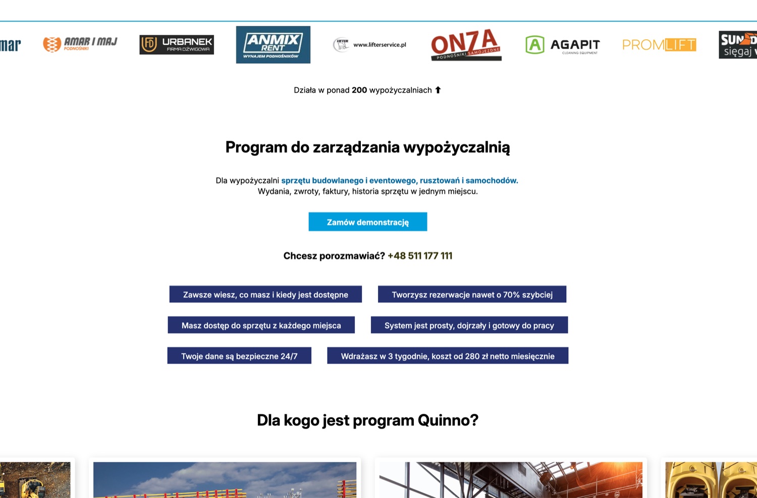 Landing page wypożyczalni - po